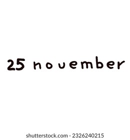 November Handwriting days of calendar black and white script