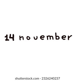 November Handwriting days of calendar black and white script