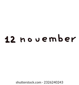 November Handwriting days of calendar black and white script