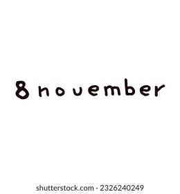 November Handwriting days of calendar black and white script