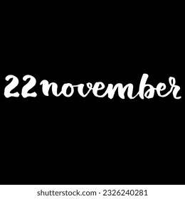 November Handwriting days of calendar black and white script
