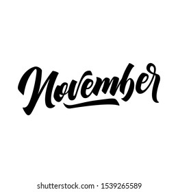 November Handwritten Lettering Months Year Vector Stock Vector (Royalty ...