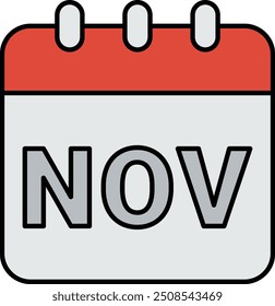 November Icon or Illustration for Seasonal Calendar Design, Highlighting Autumnal Themes and Monthly Planning in November