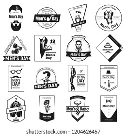November international mens day logo set. Simple set of november international mens day vector logo for web design on white background
