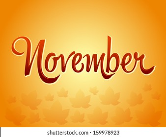 November lettering and Fallen Leaves - Vector EPS10 