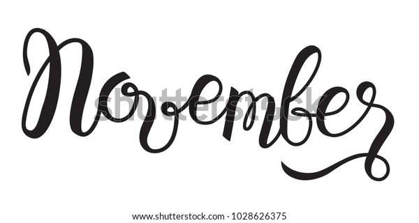 November Lettering Handwritten Calligraphy November Month Stock Vector ...