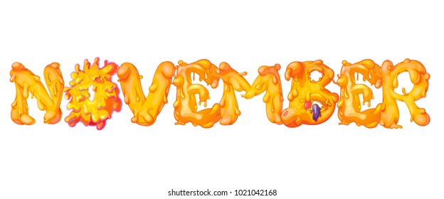 November lettering realistic cartoon vector illustration concept