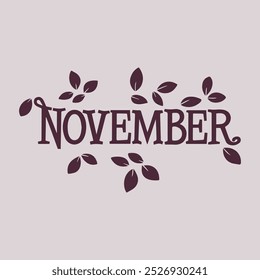 November Logo, November background, text, typography, for post, cards, 3d, printing, flyer, brochure,. November text for Month calendar 