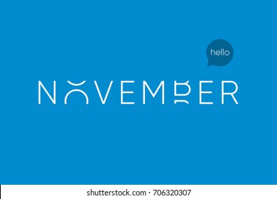 November logo with capitals letters in movement. Editable vector design.
