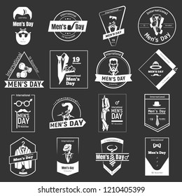 November mens day logo set. Simple set of november mens day vector logo for web design on gray background