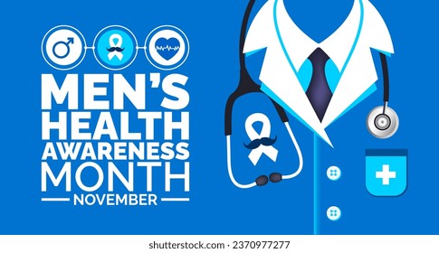 November is Men's Health Awareness Month background template. Holiday concept. background, banner, placard, card, and poster design template with text inscription and standard color. vector.