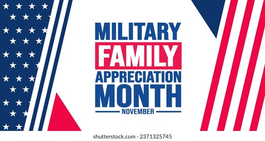 November is Military family appreciation month or Month of the Military Family background template. background, banner, placard, card, and poster design template with text inscription.