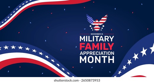 Novembro é Banner do Mês de Apreciação da Família Militar para Cartão de Saudação e Pôster Art