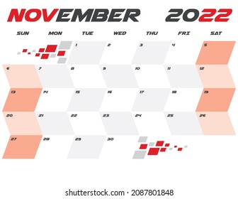 november modern 2022 monthly calendar planner printable