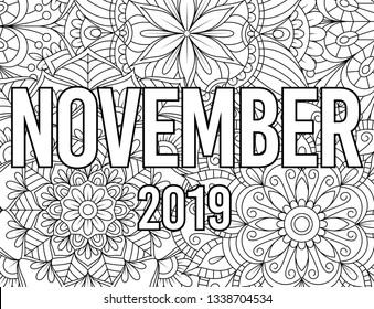 November Month Coloring Page Adults Mandala Stock Vector (Royalty Free ...