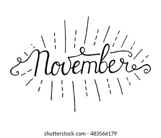 November month lettering calligraphy