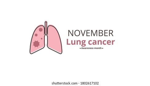 November is the month of lung cancer. World Days of Pneumonia, Tuberculosis, Lung Cancer, COPD. Medical banner, poster, tent, information brochure. Squid symbol.
