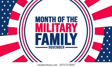 November is Month of the Military Family or Military family appreciation month background template. background, banner, placard, card, and poster design template with text inscription.