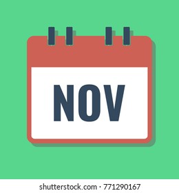 november month name in calendar, flat style vector illustration