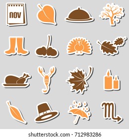 november month theme set of simple stickers eps10
