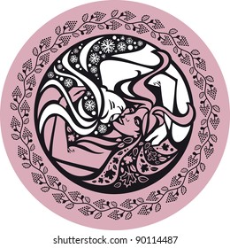 November.  November is the month when the fall meets with winter. There are women which embrace. One woman symbolizes autumn, the other - winter. Winter sings a lullaby for autumn.