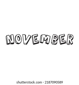 November month written vector, hand drawn