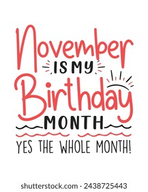 November is my birthday month design Happy birthday quote designs