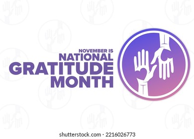 November is National Gratitude Month. Holiday concept. Template for background, banner, card, poster with text inscription. Vector EPS10 illustration