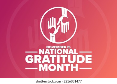 November is National Gratitude Month. Holiday concept. Template for background, banner, card, poster with text inscription. Vector EPS10 illustration