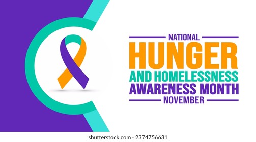 Der November ist eine Hintergrundvorlage für den National Hunger and Homellosigkeit Awareness Month. Urlaubskonzept. Hintergrund-, Banner-, Plakat-, Karten- und Plakatdesign-Vorlage mit Texteinschrift.