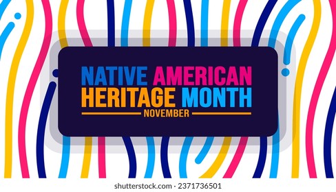 Noviembre es el mes del legado de los nativos americanos, colorida plantilla de fondo de patrón. La cultura india norteamericana celebra anualmente en Estados Unidos. usar para banner, cartel, tarjeta, plantilla de diseño de afiches.