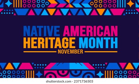 Noviembre es el mes del legado de los nativos americanos, colorida plantilla de fondo de patrón. La cultura india norteamericana celebra anualmente en Estados Unidos. usar para banner, cartel, tarjeta, plantilla de diseño de afiches.