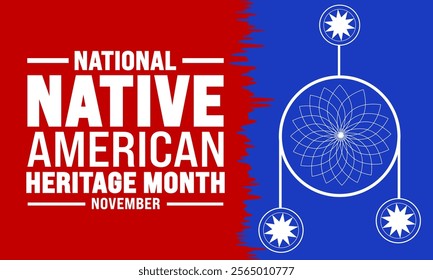 November is Native American heritage month background template. Holiday concept. suitable for placard, background, Greeting Card, Poster design template with text inscription, standard Social Media 