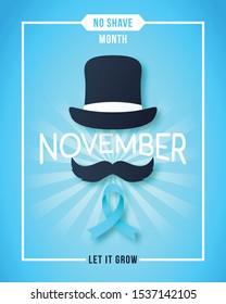 November no shave month design. Prostate cancer awareness month concept design. Vector poster. 