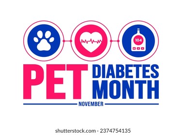 November is Pet Diabetes Month background template. Holiday concept. background, banner, placard, card, and poster design template with text inscription and standard color. vector illustration.
