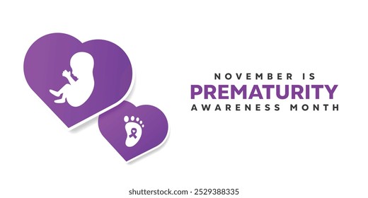 November is Prematurity Awareness Month. Heart, baby and more. Great for cards, banners, posters, social media and more. White background. 