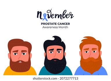 November. Prostate Cancer Awareness Month. Group Of Bearded Men