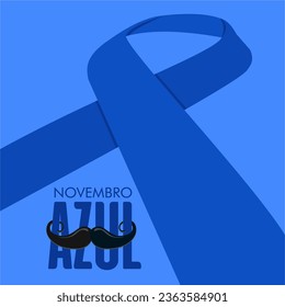 Noviembre Mes de Concienciación sobre el Cáncer de Próstata, con cinta azul con bigote para apoyar a personas vivas y enfermas.