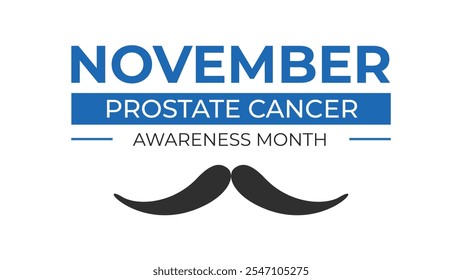 November prostate cancer awareness month. Moustaches. Men health. Men cancer prevention. Struggle with cancer