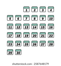 November Set Calendar Icon Vector Template
