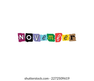 November sign colorful vector concept word