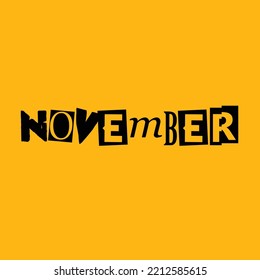 November text, text style, text with retro vintage style