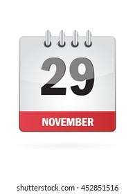 November Twenty Nine. Calendar Icon
