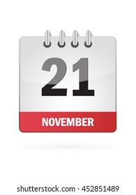 November Twenty One. Calendar Icon