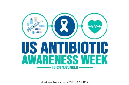 November is US Antibiotic Awareness Week background template. Holiday concept. background, banner, placard, card, and poster design template with text inscription and standard color. vector.