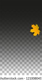 November  Vector Background with Golden Falling Leaves. Isolated Leaf on Transparent Background.