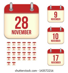 November vector calendar icons