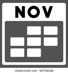 November vector icon. Style is bicolor flat symbol, black and white colors, rounded angles, gray background.