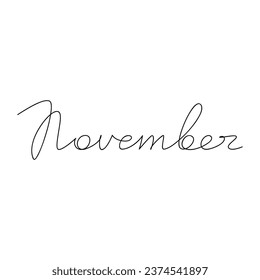 Vektor-Text im November. Kalligraphische Schrift. Starke Kalligraphie, grafisches Design, handgezeichnetes Element für Druck, Banner, Wand-Kunstposter, Karte, Logo, Kalender, Herbstsaison Checkliste.