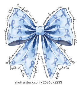 In November we wear blue, Coquette bow, Diabetes Awareness, Dalmatian dots, race, Hope, Retro Blue Ribbon Awareness  